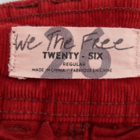Free People We The Free Women's Red Corduroy Mini Skirt Size 26 - Picture 2 of 4